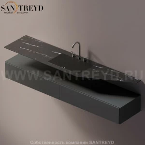 AELLN0CA12022ED Подвесная раковина настенная прямоугольная Agape Ell черная