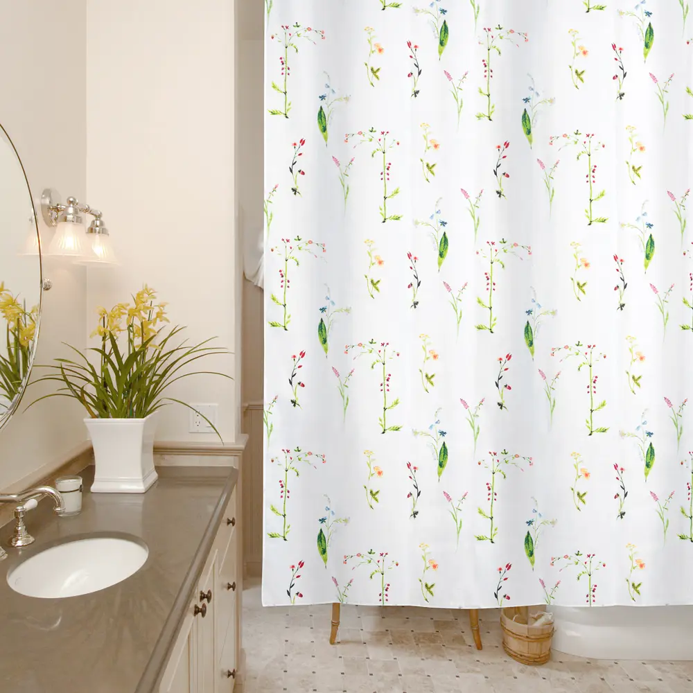 Штора для ванной Wess Meadow 180x200 см полиэстер цвет белый/зеленый STLM-2164016 - Вид №8