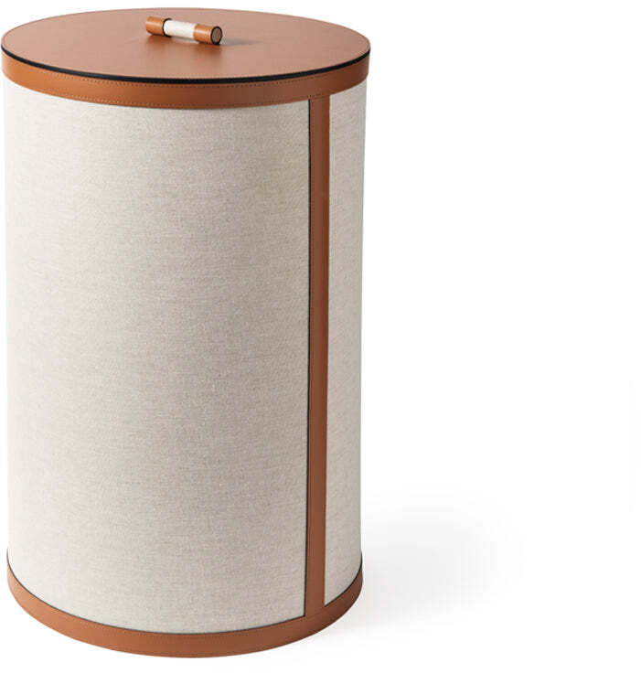Высокая круглая корзина Penelope - Ø 40XH60 см / регенерированная кожа_крем