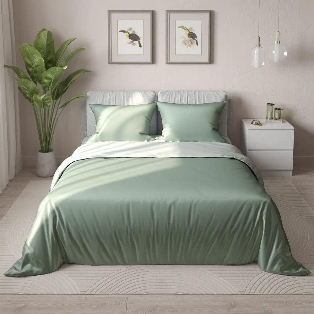 Комплект постельного белья НТК полутораспальный в нежном зеленом цвете 89404972 STLM-1564656