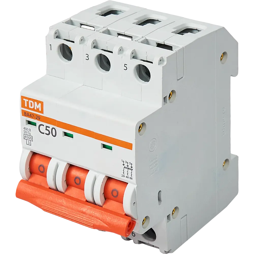 Автоматический выключатель TDM Electric ВА47-29 3P на 50А для надежной защиты сети 84399529 STLM-0049302