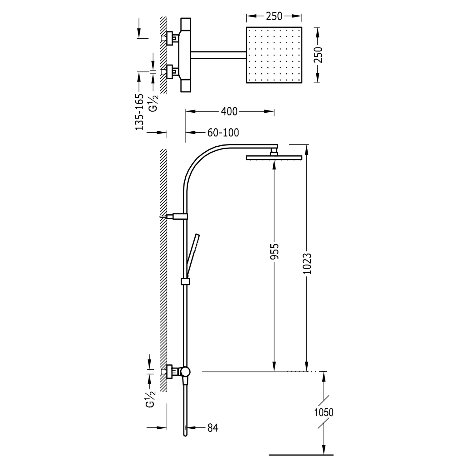 Двухходовой настенный термостатический смеситель для душа TRESMOSTATIC-20539501 TRES Thermostatic - Вид №1