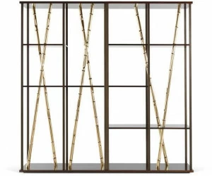 ETRO Home Interiors Открытый книжный шкаф из эвкалипта и металла Taxila E.tax.541.a