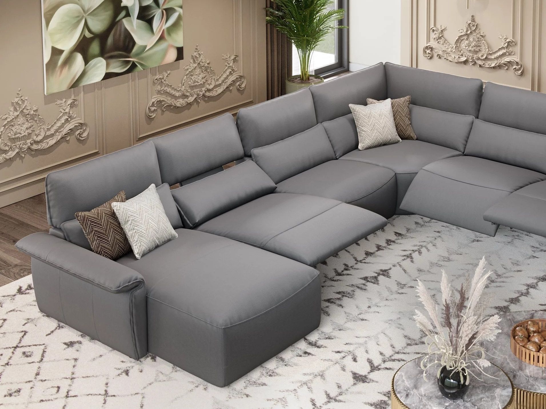 Кожаный угловой диван с полуостровом Sofanella Merida ARCH-00130672 - Вид №4