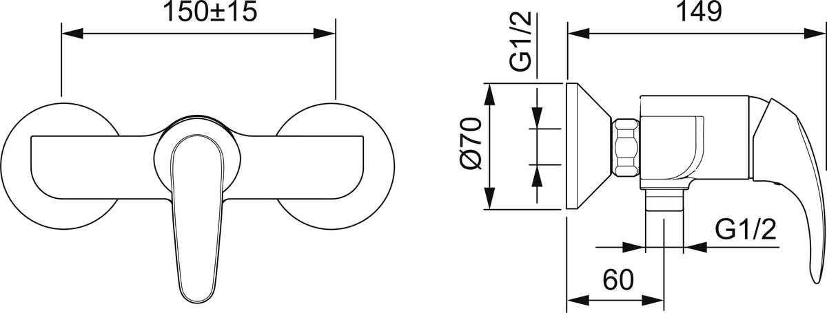 Oras 1470Y Смеситель для душа 1470Y Polara Хром  - Вид №1