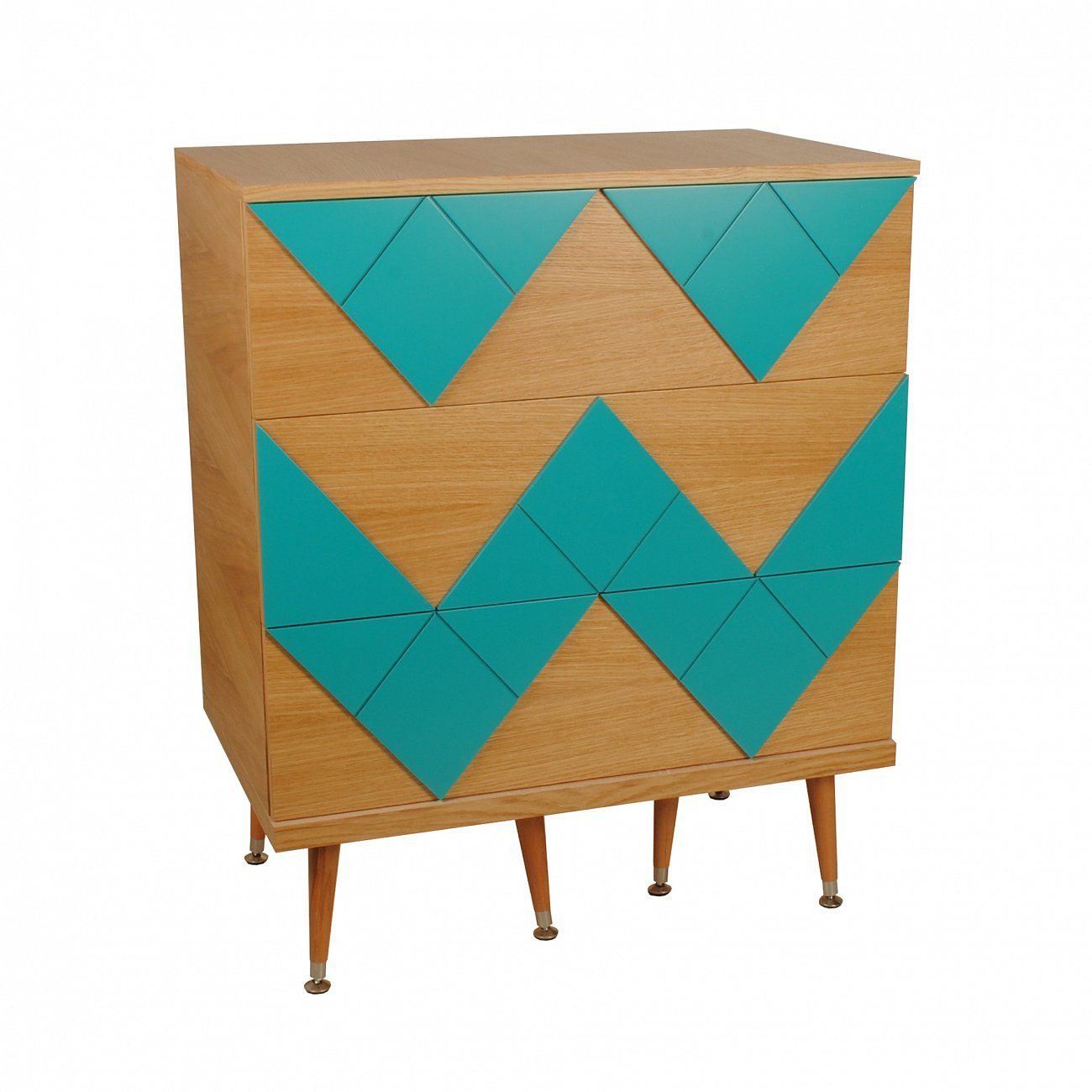 Комод с деревянными ножками и 3 ящиками бирюзовый Lady Woo WOODI  00-3965961 Бежевый;дуб сонома;зеленый  - Вид №2