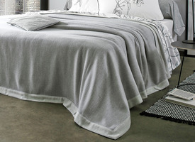 LIMA_PE_240 Плед-покрывало 240/260 LIMA perle серый 100% шерсть мериноса, 230 г/м2 Blanc des Vosges