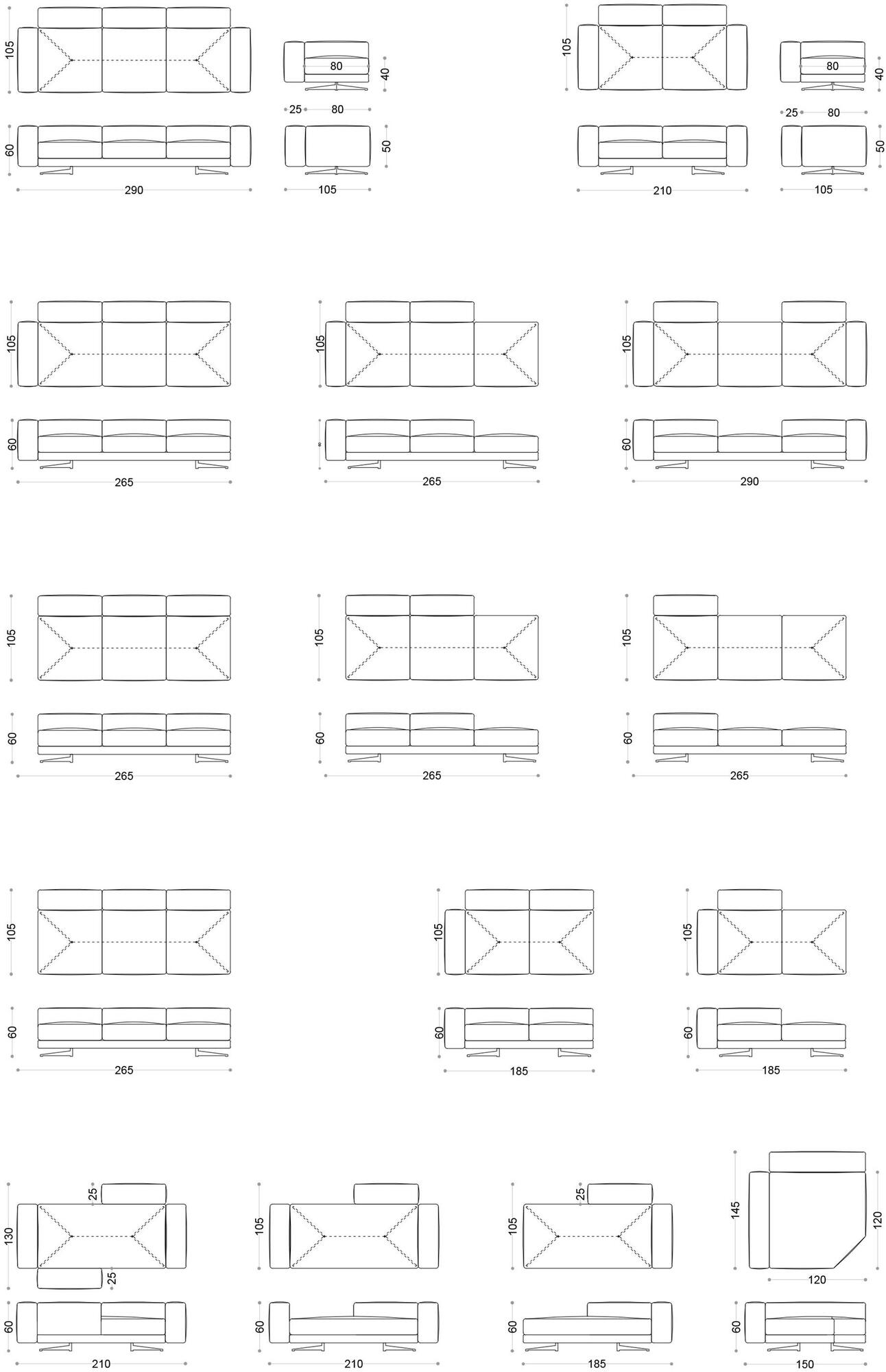 Minimomassimo 3-х местный модульный кожаный диван sun-id-1408751 - Вид №4