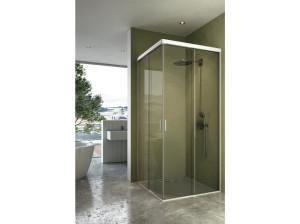 Стеклянная угловая квадратная душевая кабина с раздвижной дверью