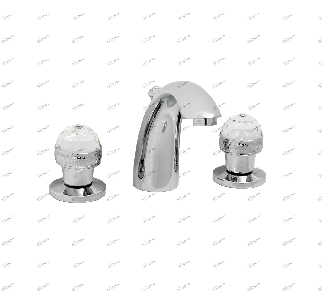 Gentry Home Смеситель для умывальника на три отверстия с выдвижным краном Crystal Хром GH100417