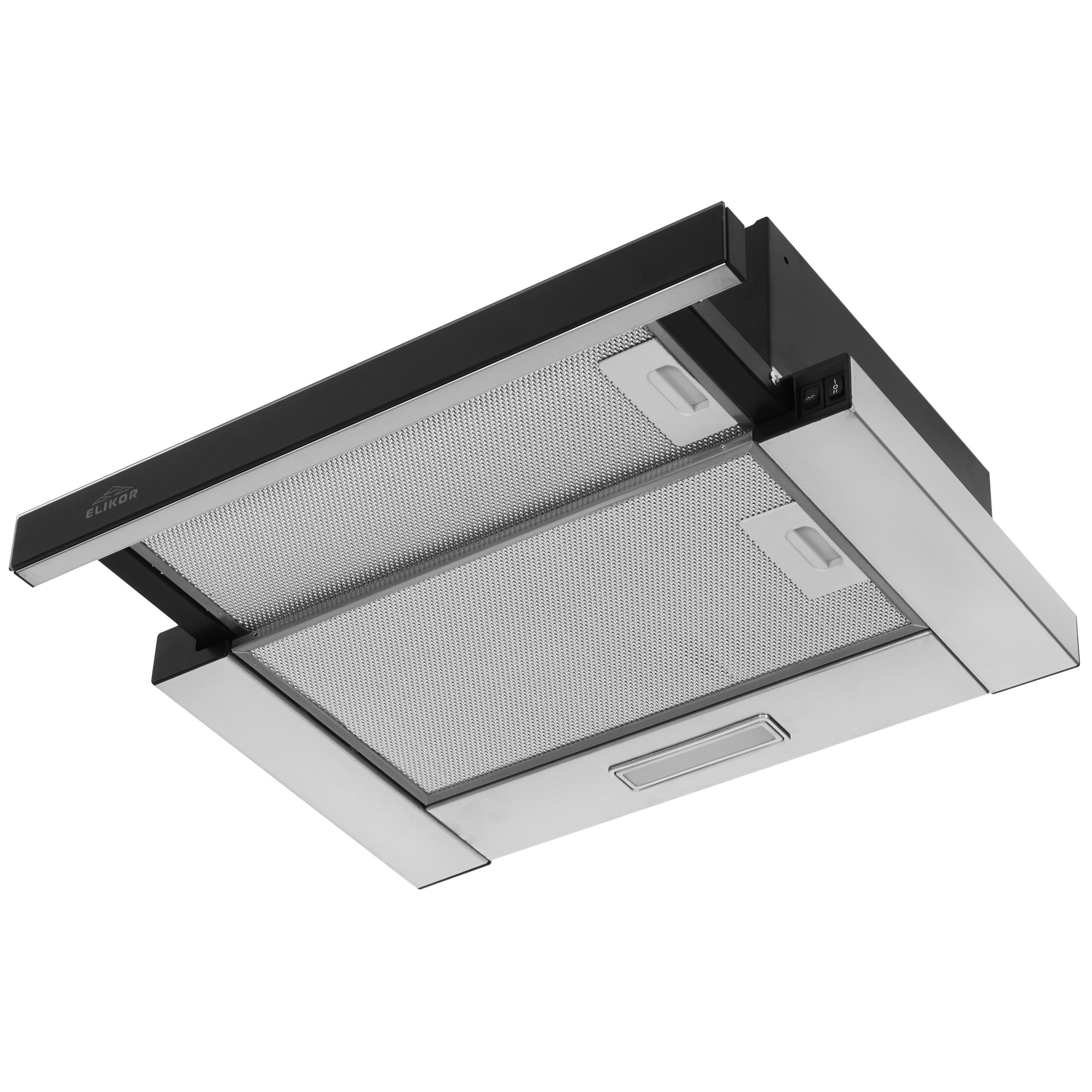 1201508 Вытяжка телескопическая ELIKOR Интегра Glass 50Н-400-В2Д серебристый/черный STDN-0000739 - Вид №2