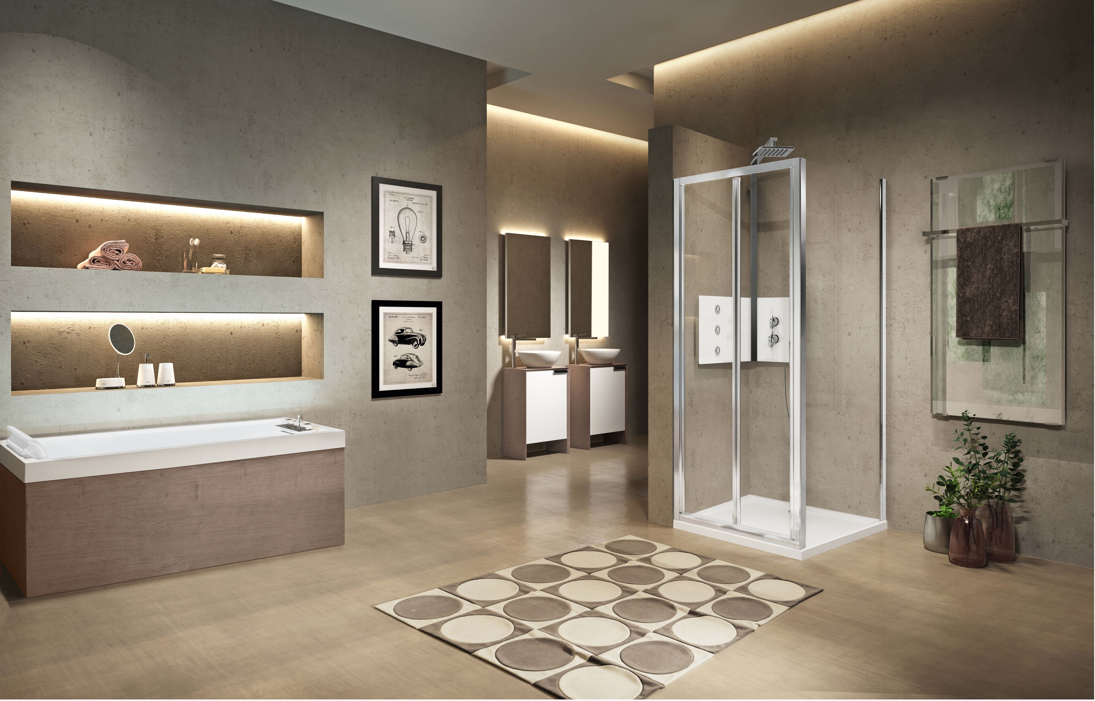 Нишевая душевая кабина с сильфонной дверью Novellini Lunes ARCH-00137698 - Вид №2