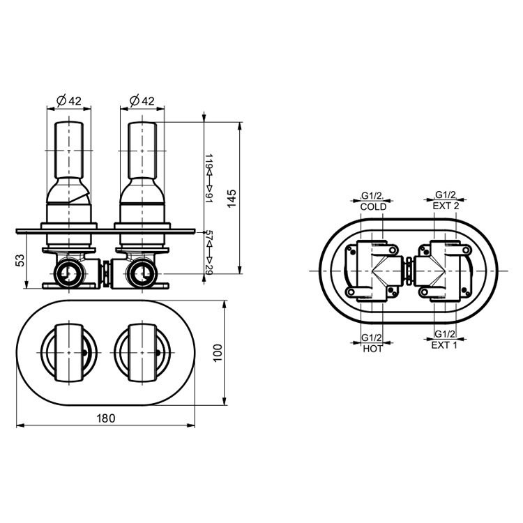 OA860101980 Смеситель для ванны с душем Webert Opera - Вид №1