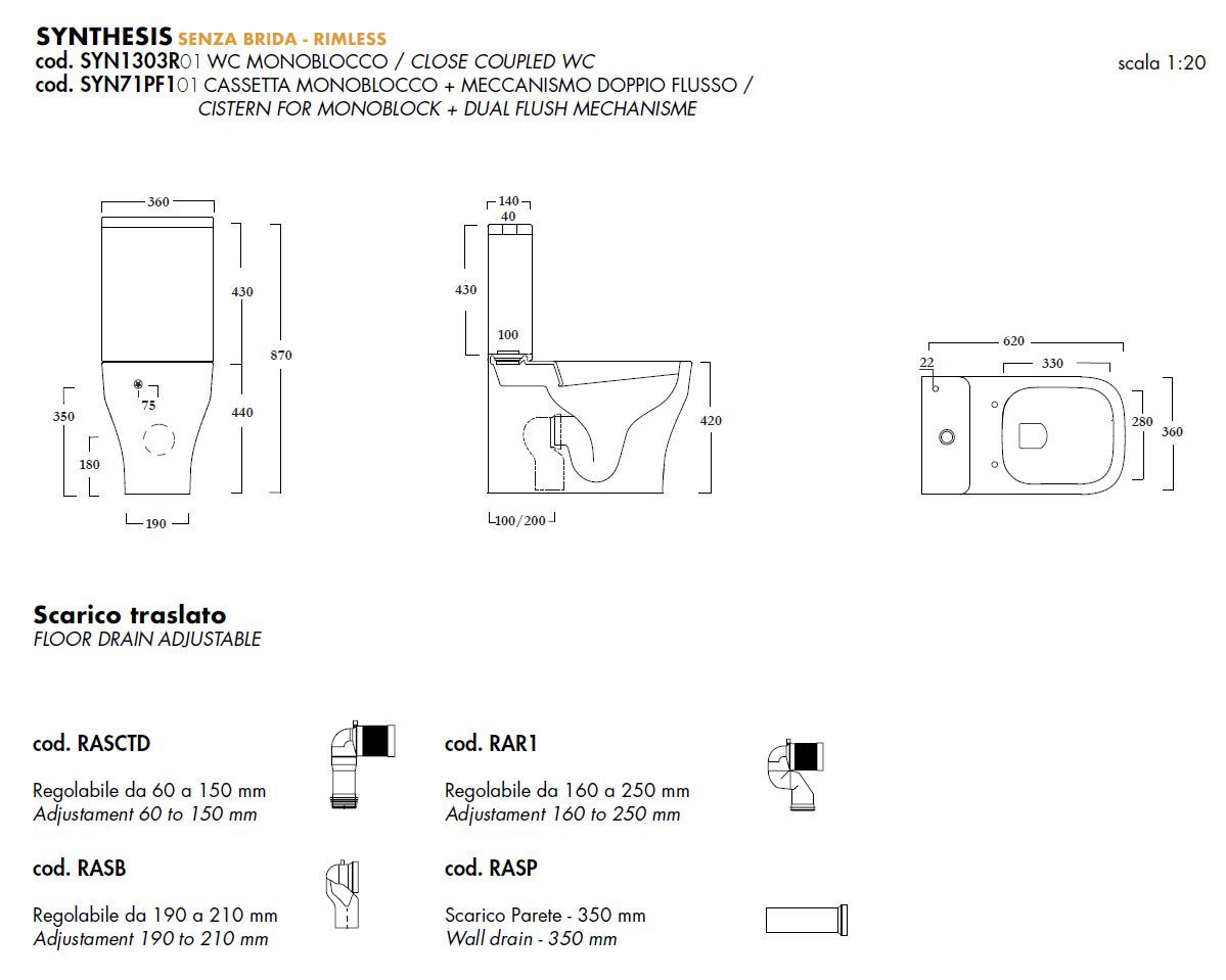 Цельный туалет в напольном стекле Olympia Ceramica Synthesis Eco ARCH-00033988 - Вид №7
