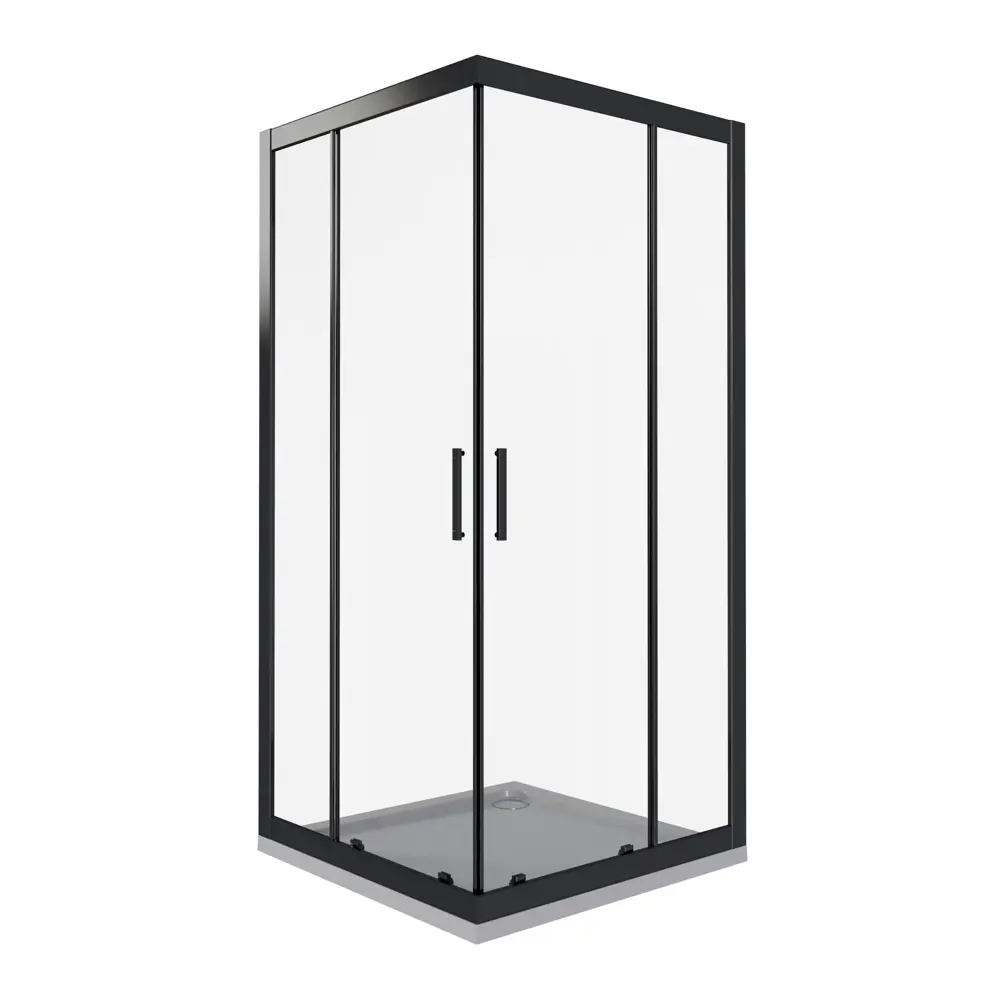 Душевая ширма Makiato квадратная 100x100x190см цвет профиля черный раздвижная стекло 5мм прозрачное 89444455 STLM-2045059 Santreyd Makiato New
