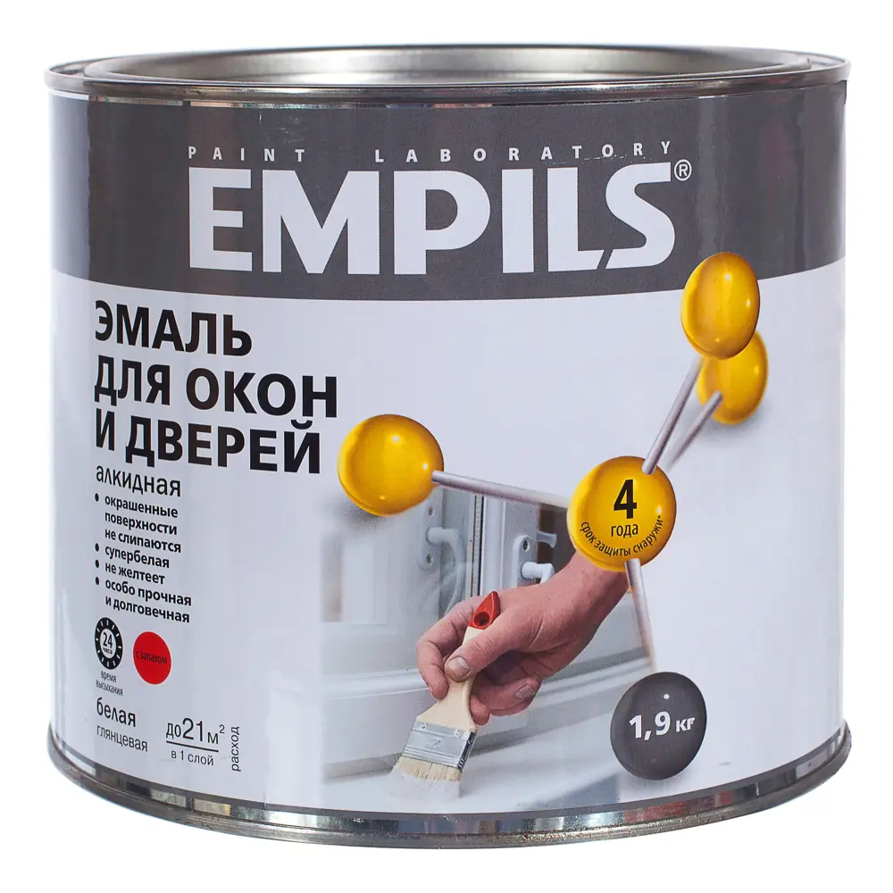 Эмаль EMPILS PL для окон и дверей - белая глянцевая 1.9 кг 18449471 STLM-0010825 - Вид №1