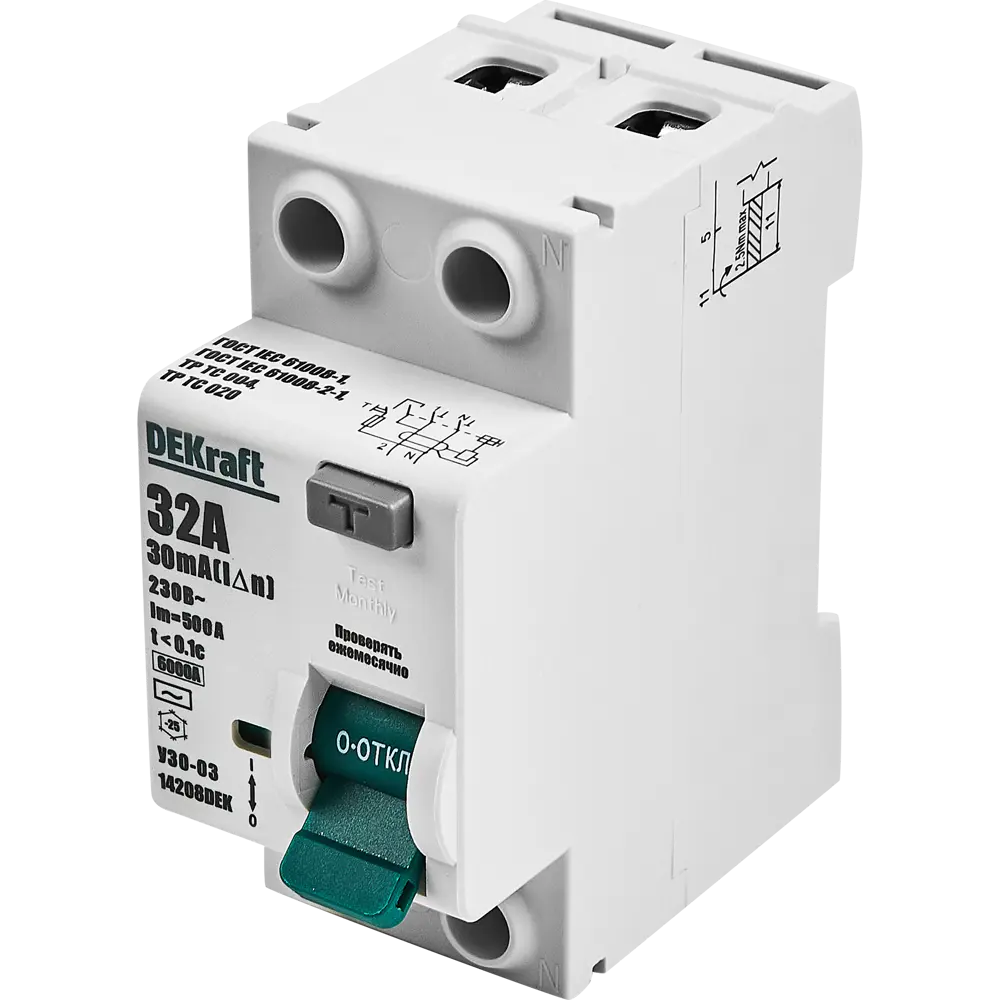 УЗО DEKraft ВДТ УЗО-03 — защита от токов утечки и возгораний 88461111 STLM-1110081