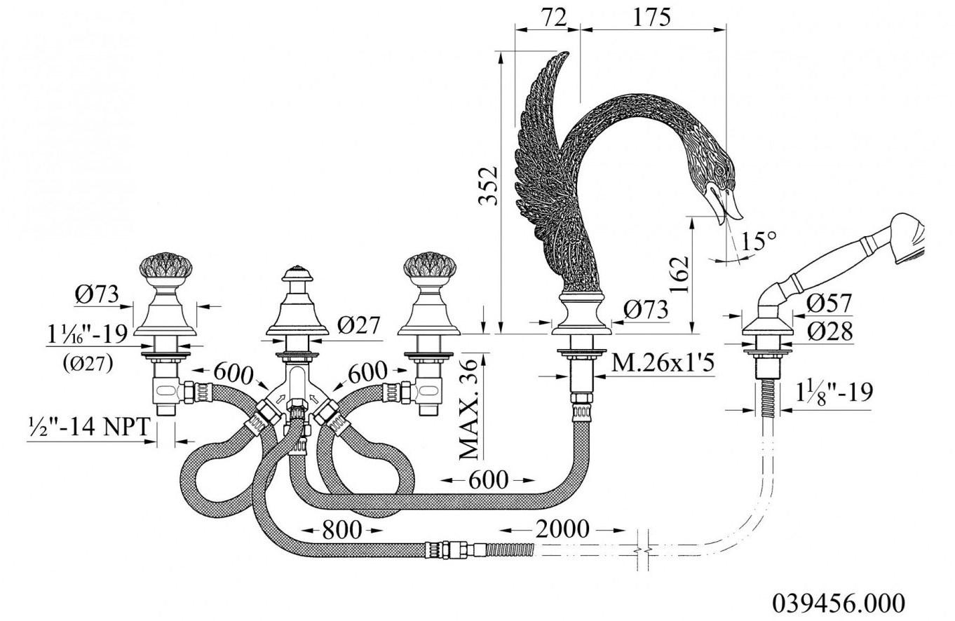 Bronces Mestre Комплект для ванны на 5 отверстий Antartica swan sun-id-1502048 - Вид №2