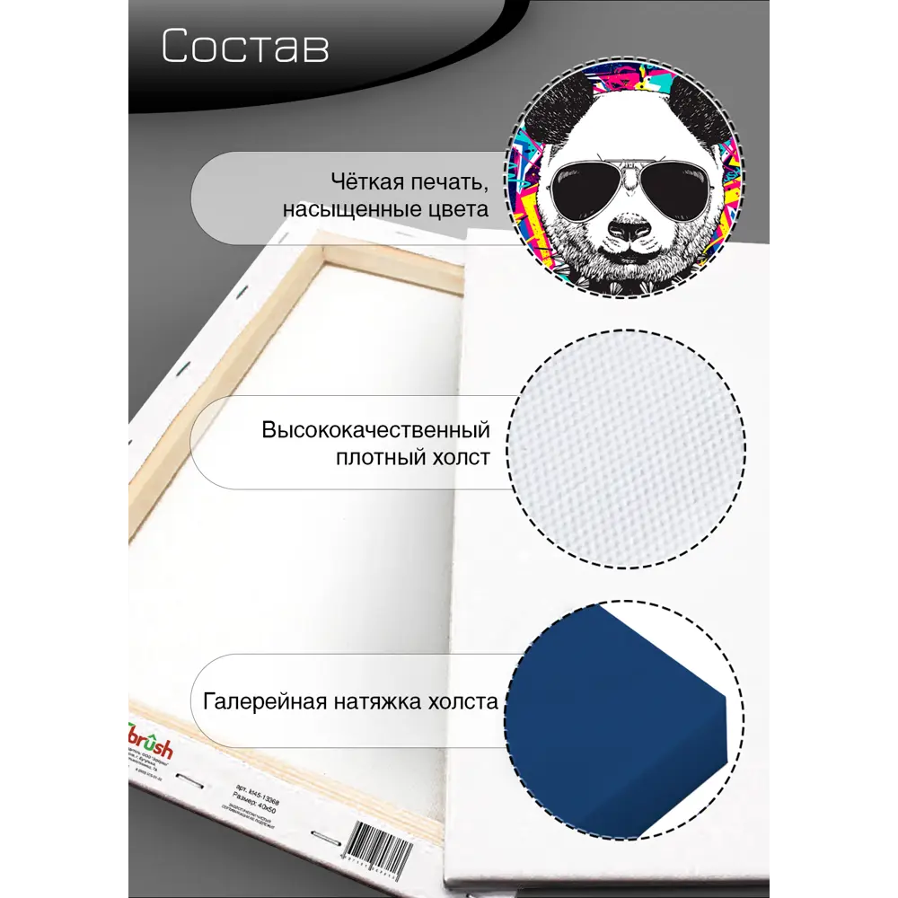 Картина на холсте Граффити панда 40x50 см FBRUSH STLM-2020162 - Вид №9