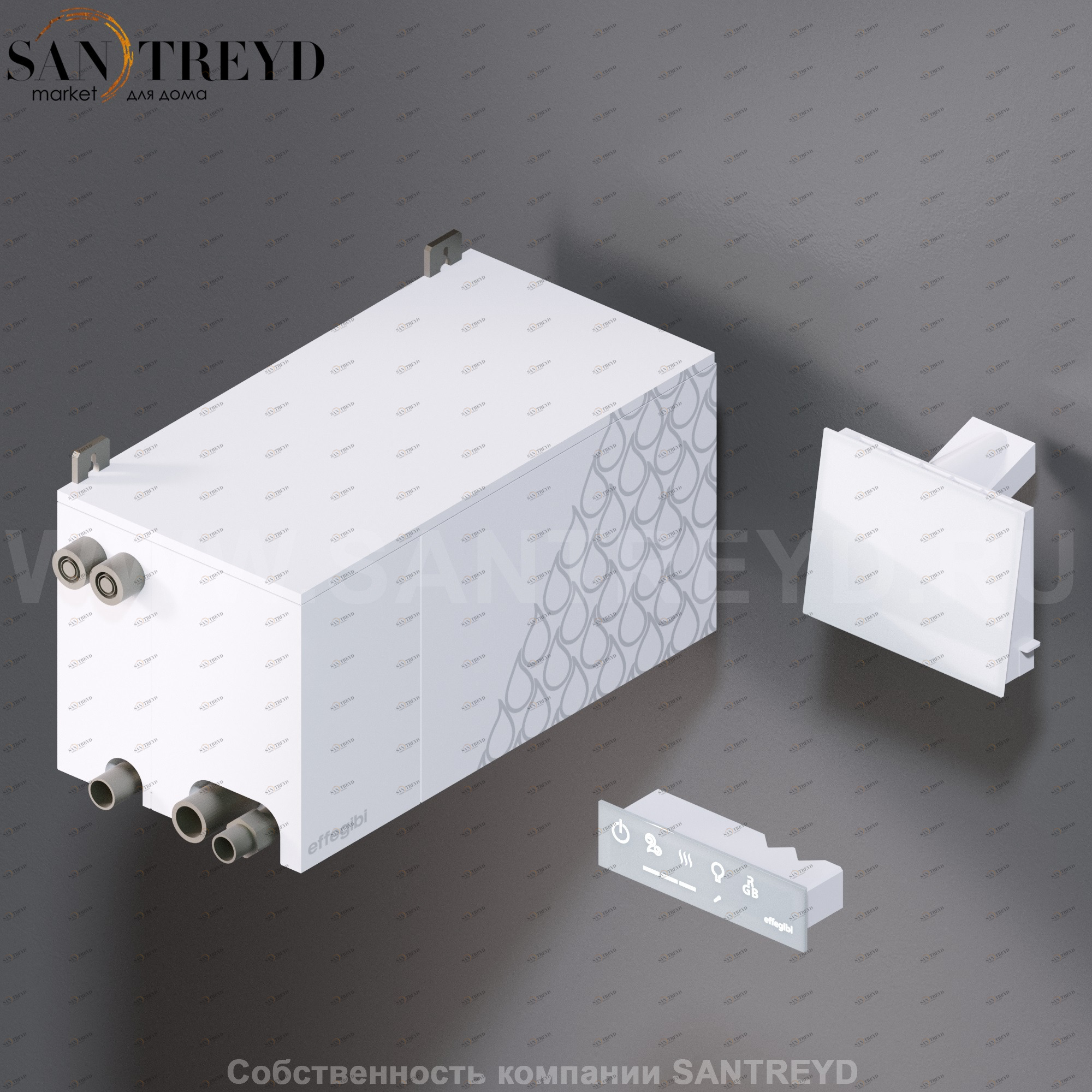 Effegibi NUVOLA SMART POWER NSP55 Встроенный парогенератор для турецкой бани, мощность - 5,5 кВт, объем - от 4,5 до 5,5 куб. м., производительность - 8,1 кг/час