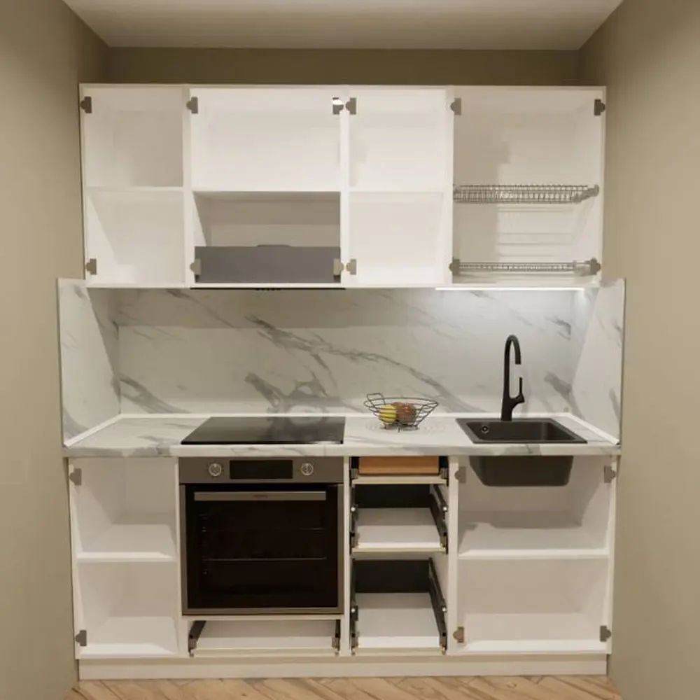 Кухонный гарнитур 200x60 см Ньюпорт ВШВ цвет белый KONSENSA STLM-2081261 - Вид №1