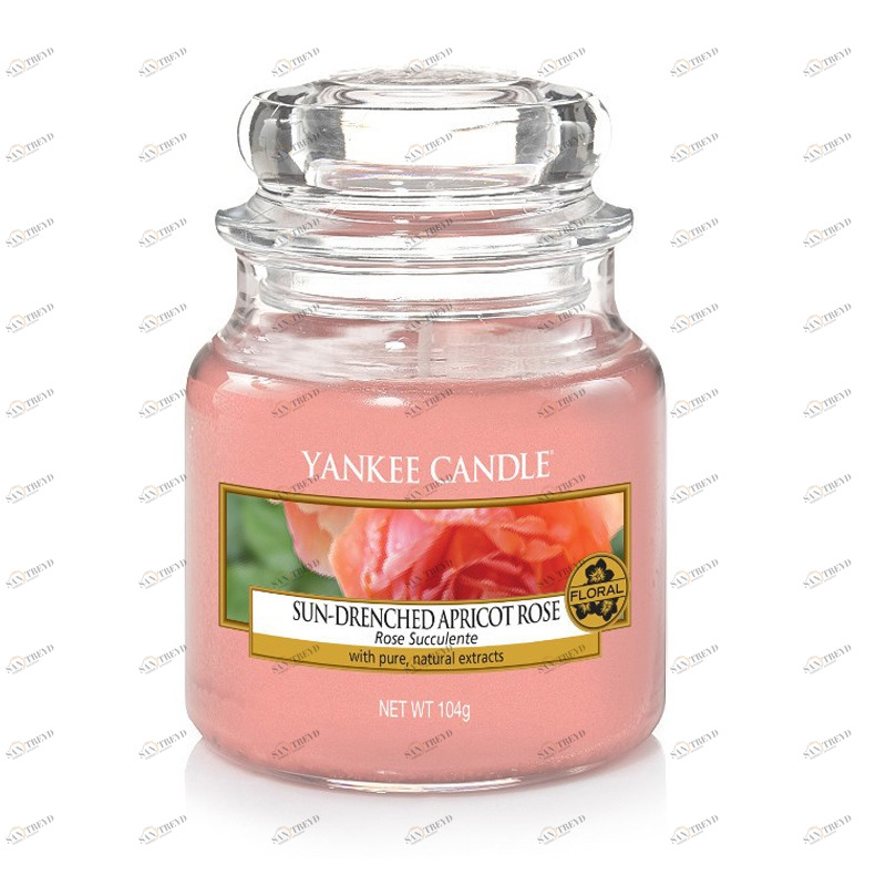 Свеча маленькая в стеклянной банке "Солнечная абрикосовая роза" Sun-drenched apricot rose 104гр 25-4 YANKEE CANDLE  267941 Розовый 