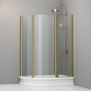 9138T1 Душевая кабина четверть круга SX для поддона 80*120 SX, цвет Золотистый Kerasan RETRO Италия