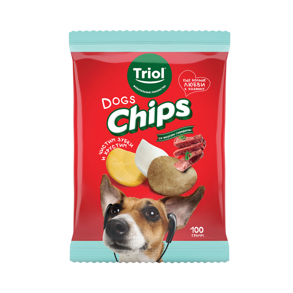 ПР0059240 Лакомство для собак FUN FOOD Чипсы со вкусом говядины, 100г TRIOL 