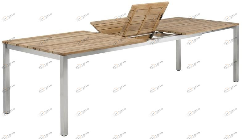 solpuri Раздвижной садовый стол из нержавеющей стали и дерева Classic stainless steel sun-id-1507879