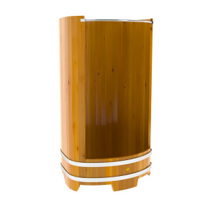 2215 Душевая кабина большая с держателем для шторки натуральная Рустик Alyarus