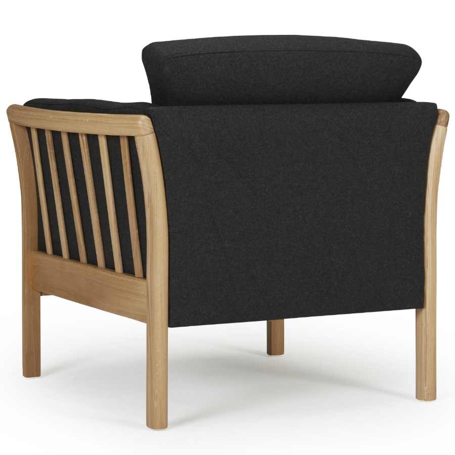 Кресло Aya, цельный лакированный дуб, темно-серое Kragelund 12901202525 - Вид №4