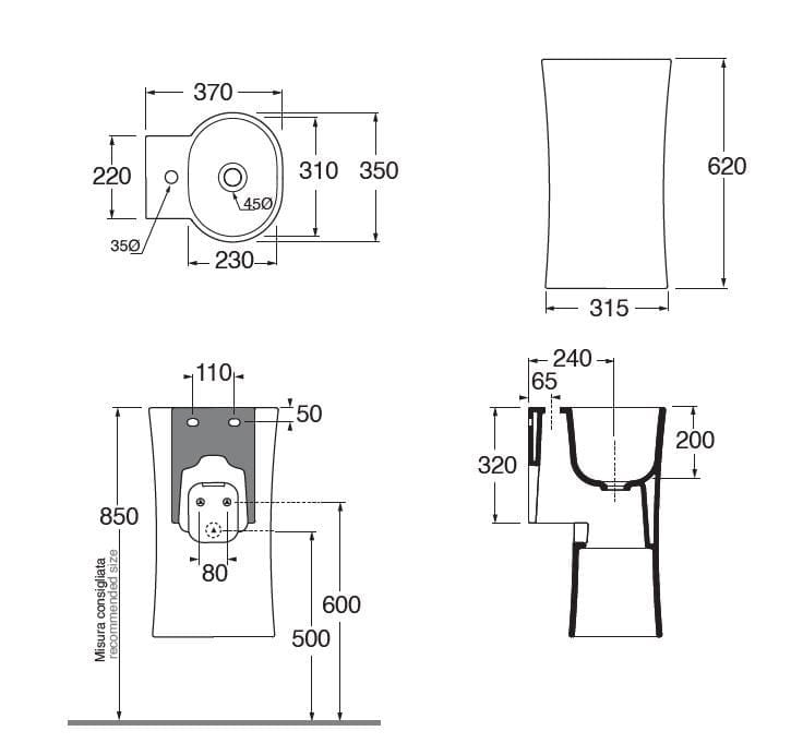 Рукомойники Azzurra Ceramica специальные предметы ARCH-00046126 - Вид №8