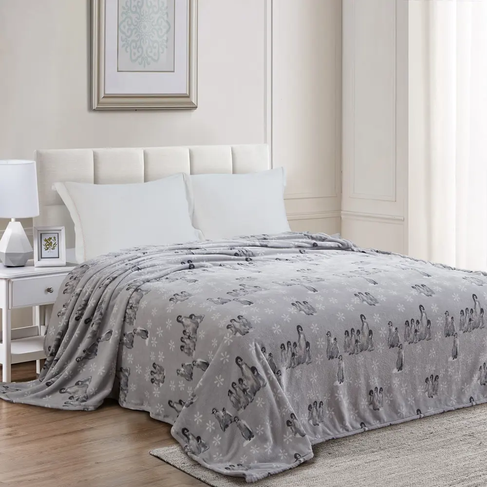 Плед Пингвины 150x200 см велсофт цвет серый СТОЛИЦА ТЕКСТИЛЯ Новый год STLM-2175699 - Вид №5