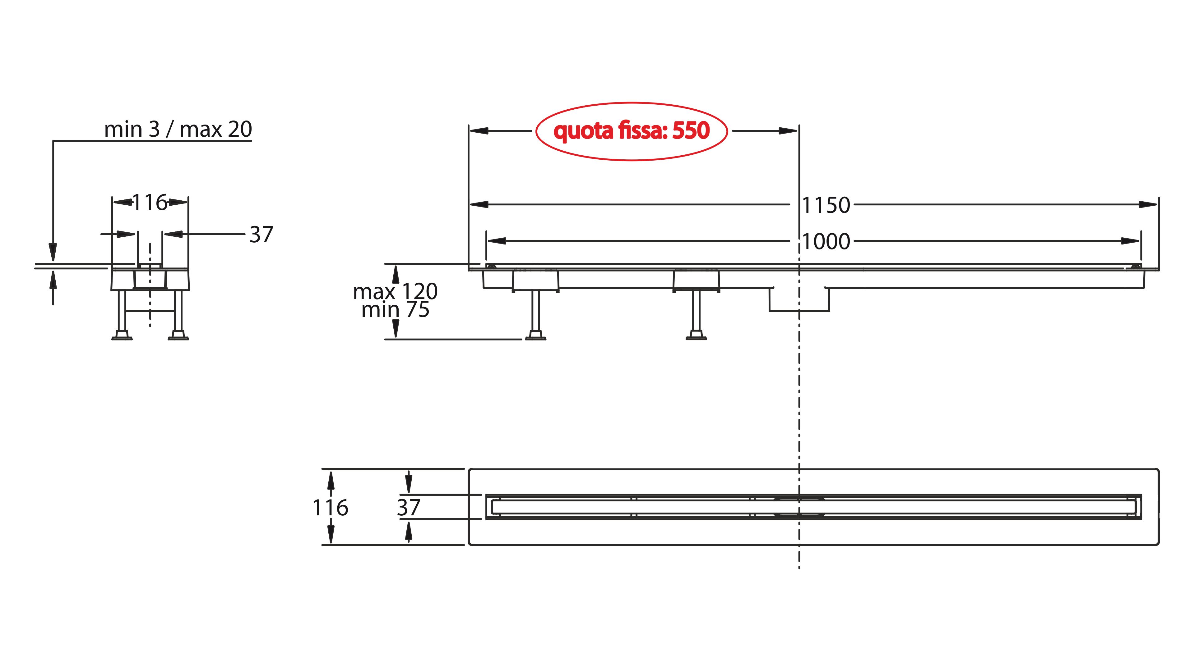Слив для душа из нержавеющей стали Bonomini Canalissima ARCH-00053347 - Вид №2