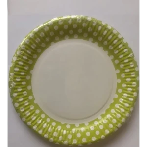 Тарелка одноразовая ø23 см картон, цвет бело-зелёный, 10 шт.