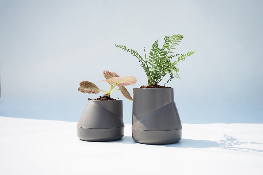 Горшок цветочный Hill Pot, большой, серый Qualy QLX20002GY - Вид №2