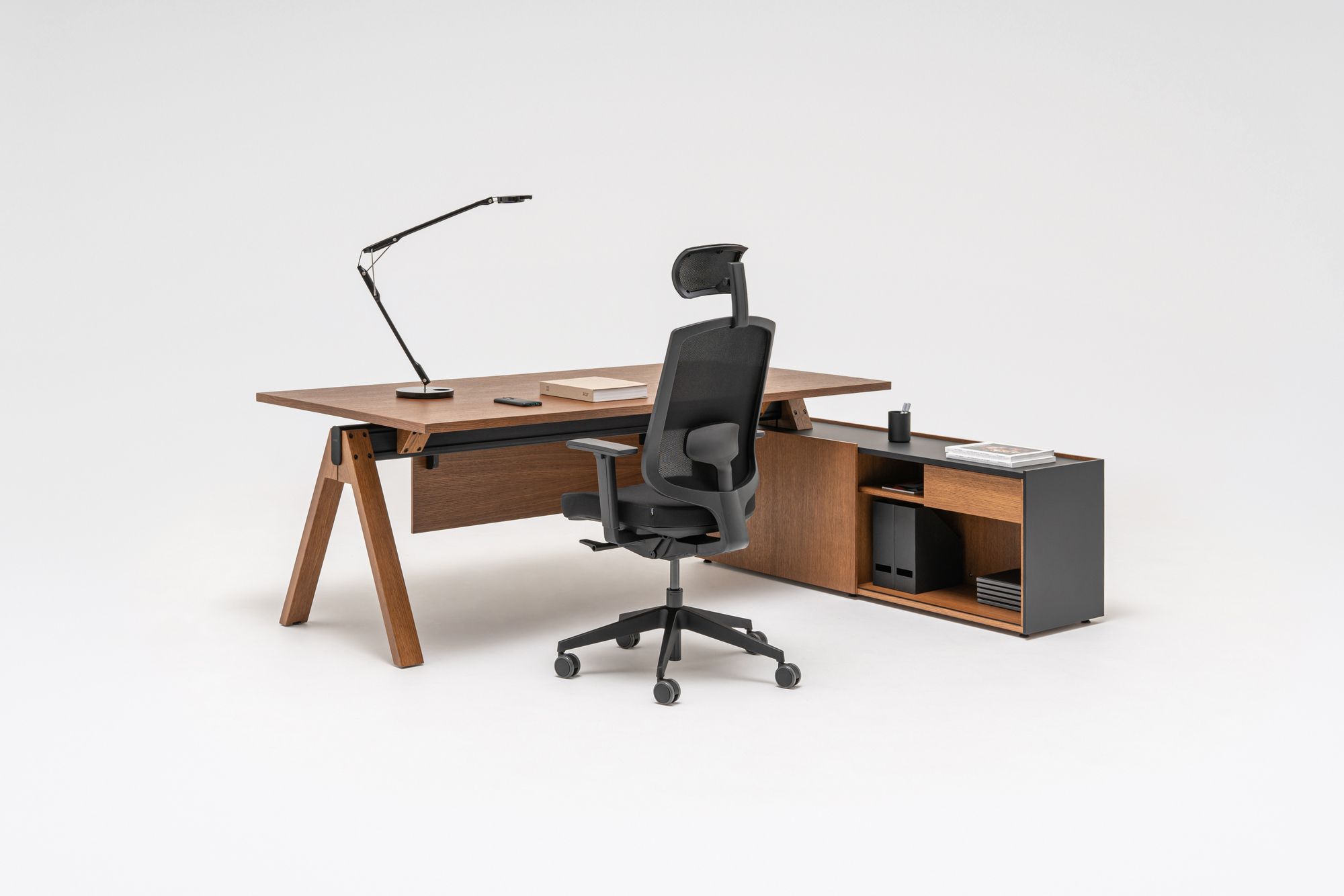 Деревянный угловой секционный стол со встроенной полкой MDD Viga ARCH-00080022 - Вид №25