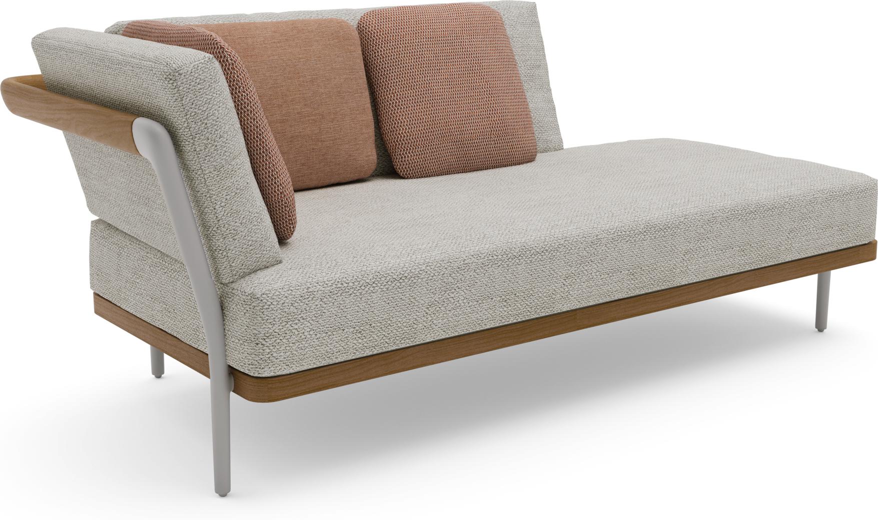 MNST1204 Сиденье с двойным концом, правое кремень teak Manutti Flex