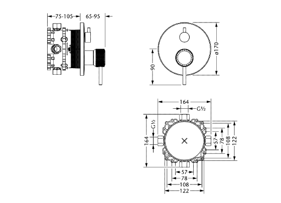 Смеситель для душа скрытого монтажа ½" JOERGER Valenciaновинка 638.20.125.000-AA - Вид №1