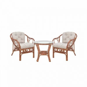 Лаундж зона из ротанга на 2 персоны с подушками миндаль Gentoni IMPEX  00-3950005 Бежевый;коричневый