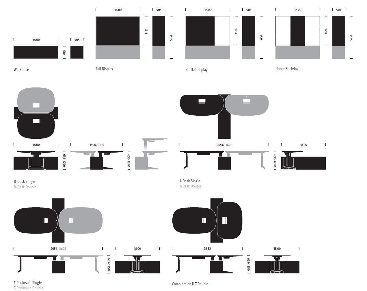 Секционный стол с регулируемой высотой и встроенной полкой Herman Miller местный ARCH-00031861 - Вид №17