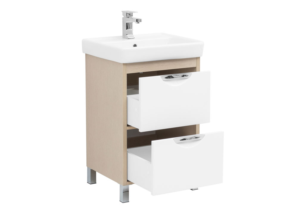 Тумба под раковину Aquanet Гретта 50 New светлый дуб (2 ящика) 00239399 - Вид №1