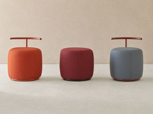 Круглый пуф из ткани