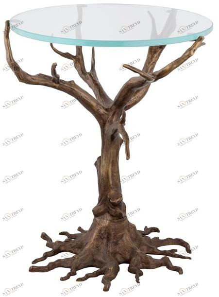 Il Bronzetto Журнальный столик из латуни со стеклянной столешницей Eclectic Oak01