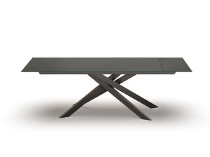 Стеклянный выдвижной прямоугольный стол