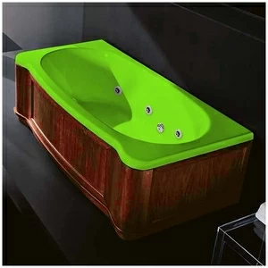 Ванна Gruppo treesse New Classic Young STD-V6747-SX-WO-S салатовая с гидромассажем прямоугольная левая деревянная панель орех