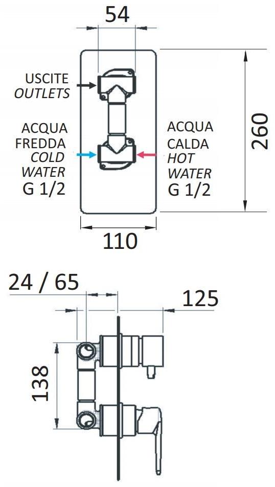 Rubinetterie Mariani Встраиваемый однорычажный смеситель для душа из латуни Armonia sun-id-1376970 - Вид №1