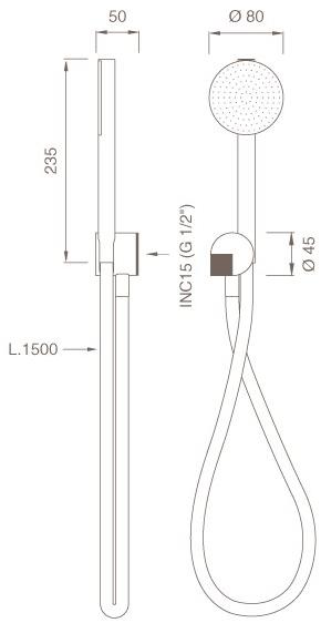 Ceadesign Настенная лейка душа из нержавеющей стали с опорой Duet Det 70h - Вид №1