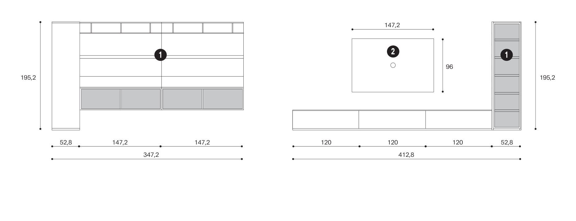 Оборудованная стена с подставкой для телевизора Giessegi день за днем ARCH-00081367 - Вид №4