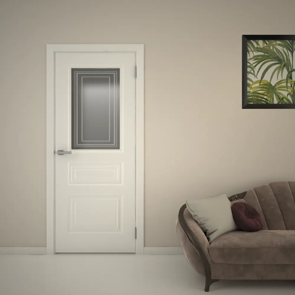 Межкомнатная дверь Скин 4 с матовым стеклом - белая эмаль 40×200 см 85683334 Santreyd STLM-1584630 - Вид №4